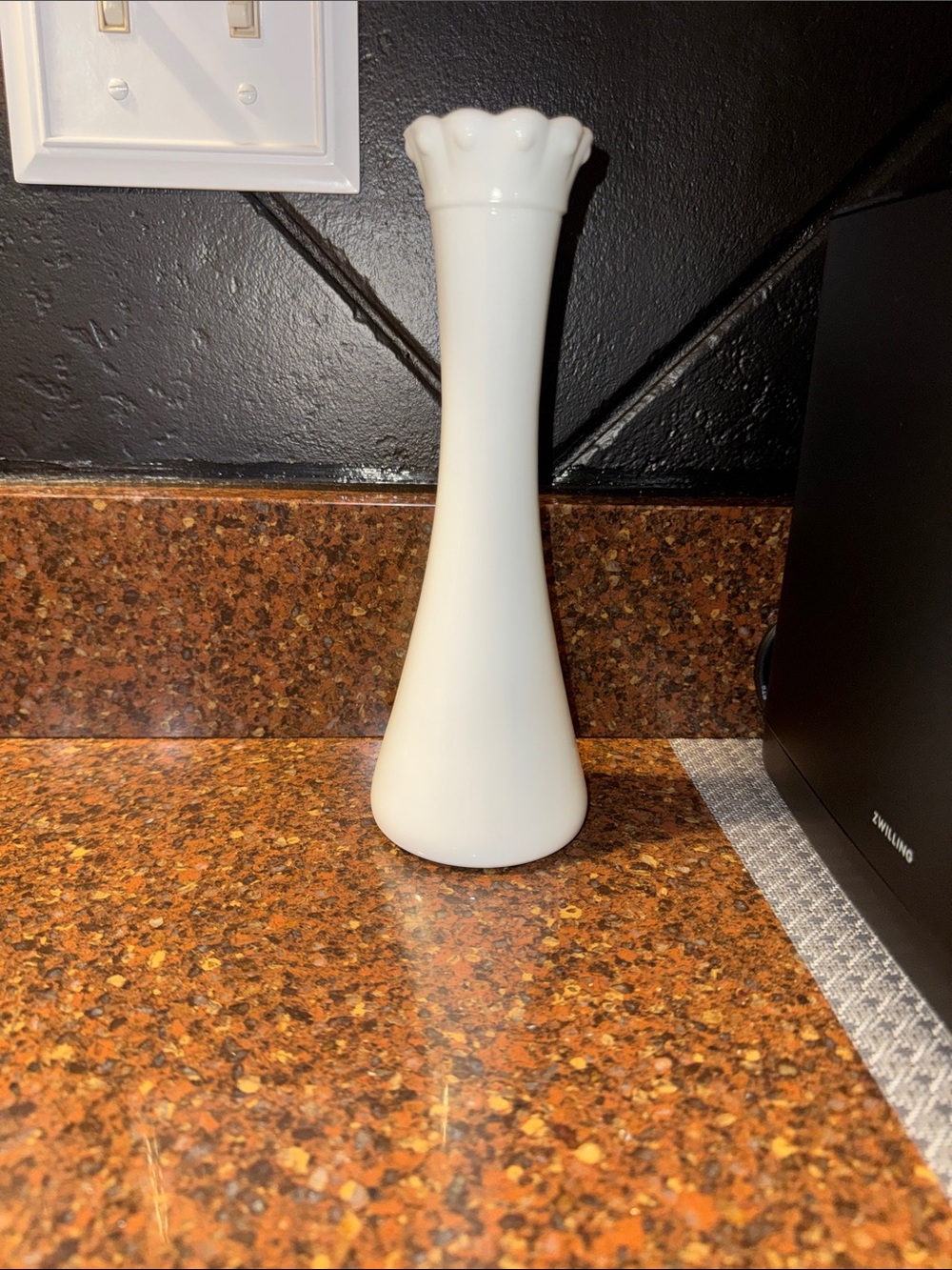 Vintage Loeffler Randall Petal Top Milk Glass Bud Vase